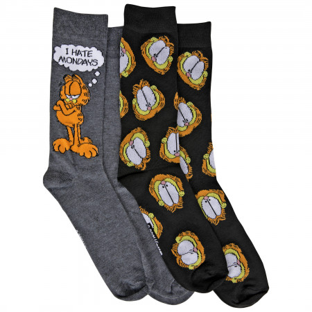 Garfield I Hate Mondays and Faces All Over 2-Pack Crew Socks